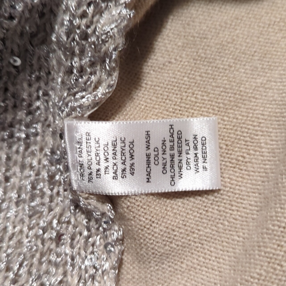 Ann Taylor Loft Sequin Tank Top Tan Silver Large - Picture 10 of 10